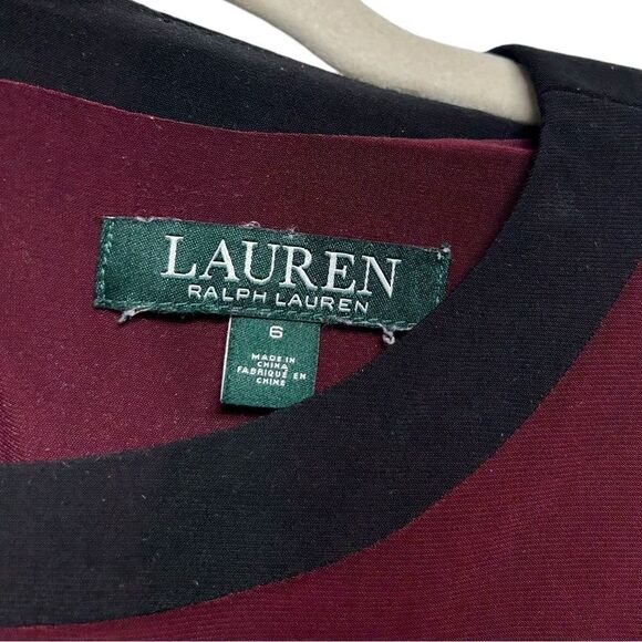 Ralph Lauren Burgundy Maroon Sleeveless Ruched Knee Length Fitted Dress Size 6 - Picture 6 of 9